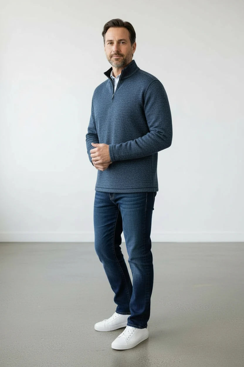 Terrio Fine Navy Quarter Zip (109)