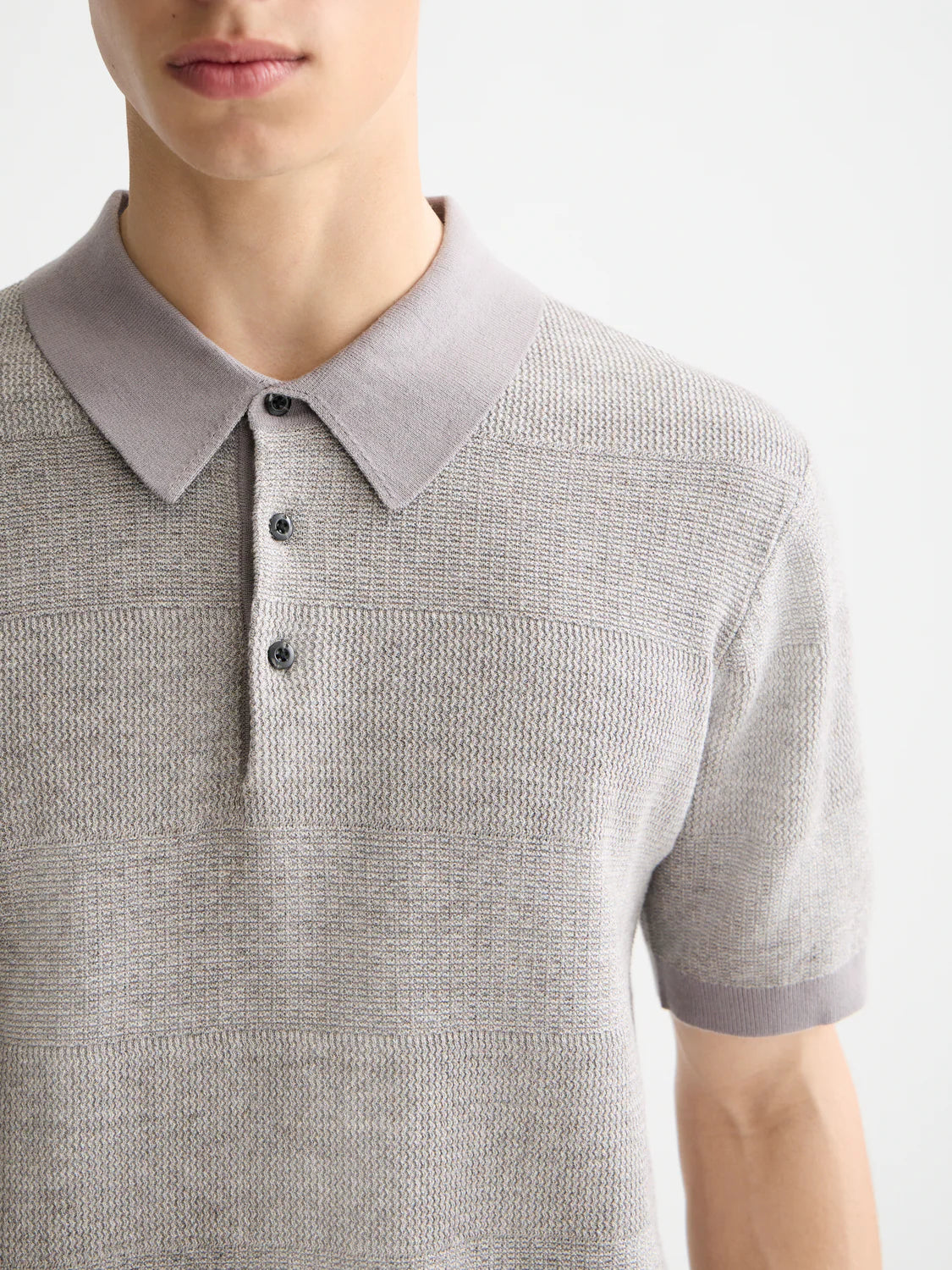 Knitted Tonal Striped Regular Polo (181319)