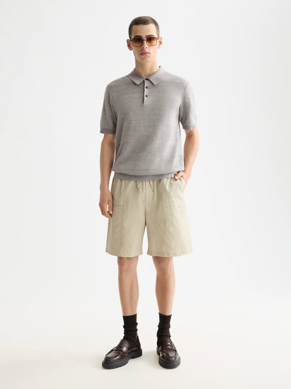 Knitted Tonal Striped Regular Polo (181319)