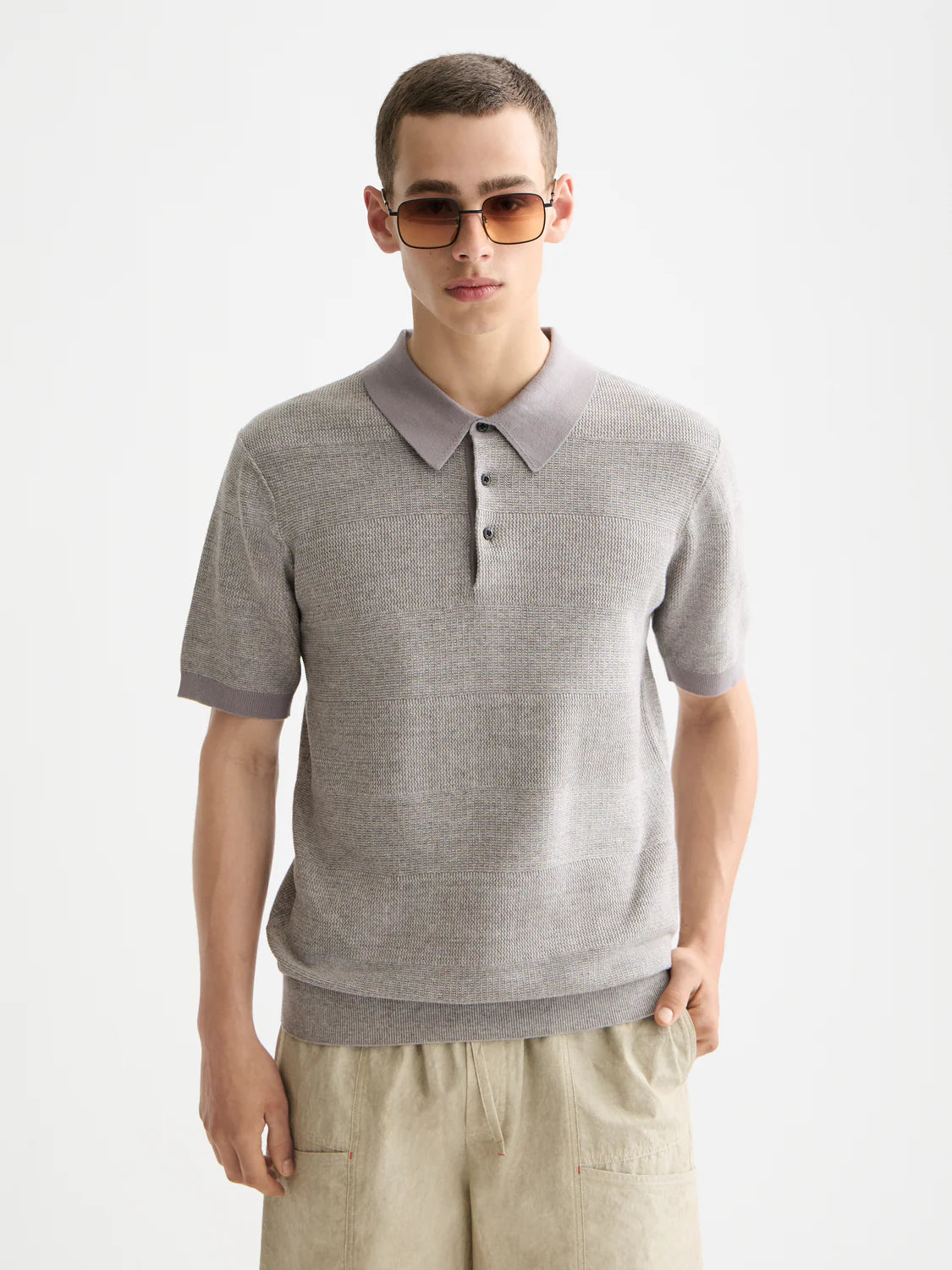 Knitted Tonal Striped Regular Polo (181319)
