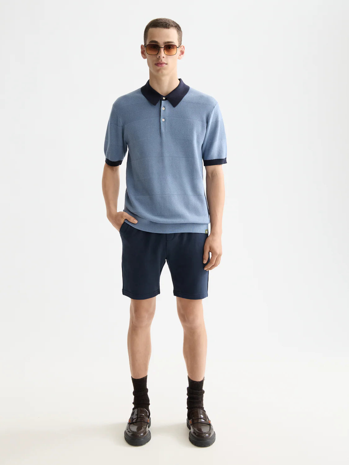 Knitted Tonal Striped Regular Polo (181319)