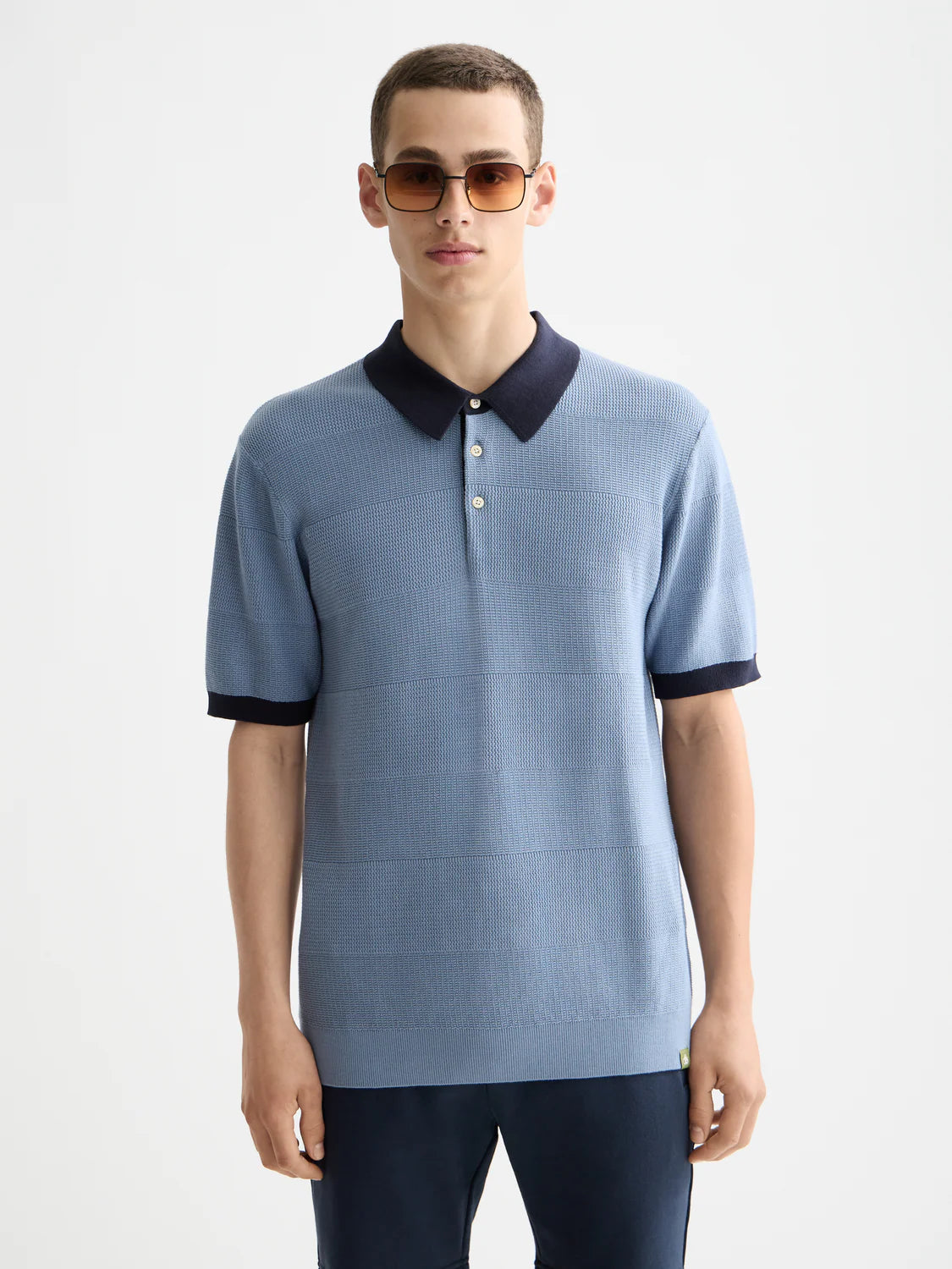 Knitted Tonal Striped Regular Polo (181319)