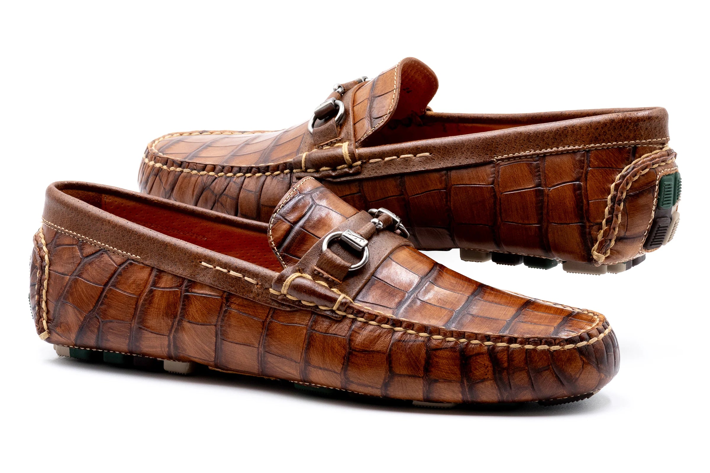 Monte Carlo Alligator Grain Horse Bit Driving Loafers (530643)