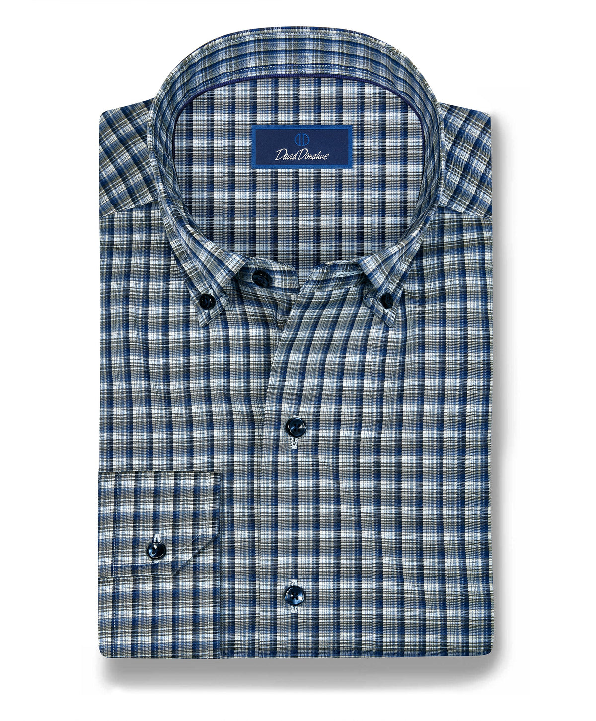 Navy & Olive Check Sport Shirt (CBBD13826492)
