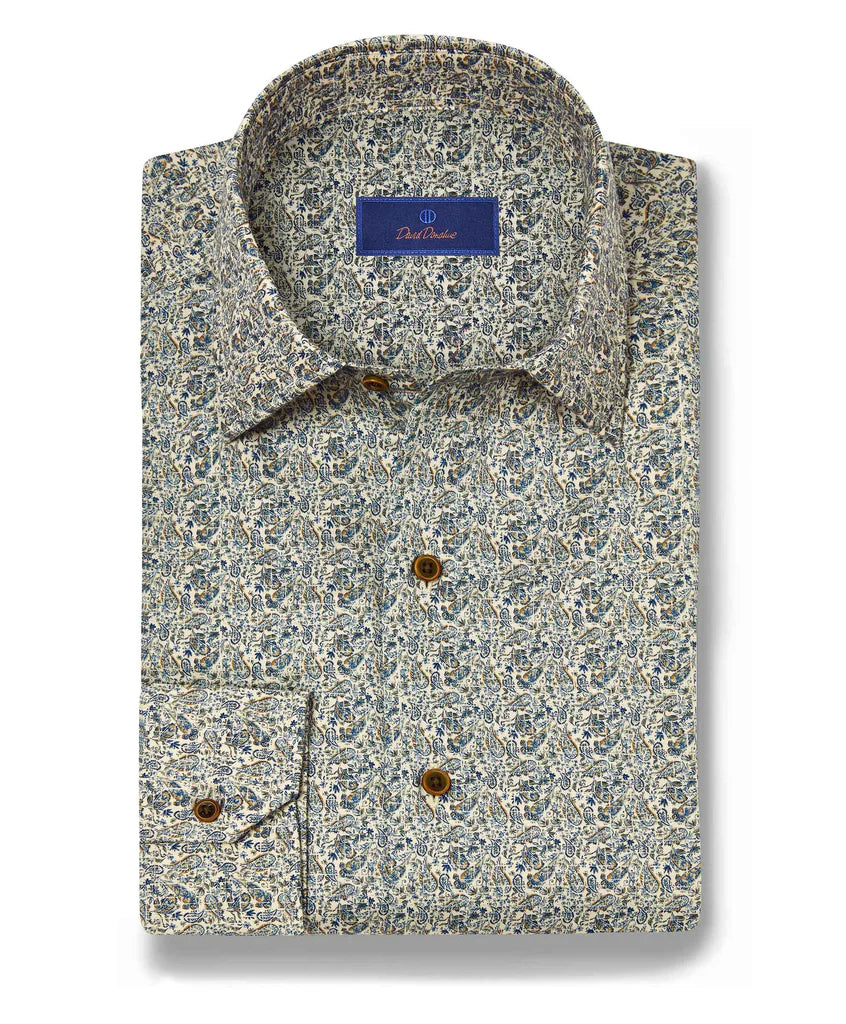 Sage & Blue Paisley Print Sport Shirt (CBSM11501337)