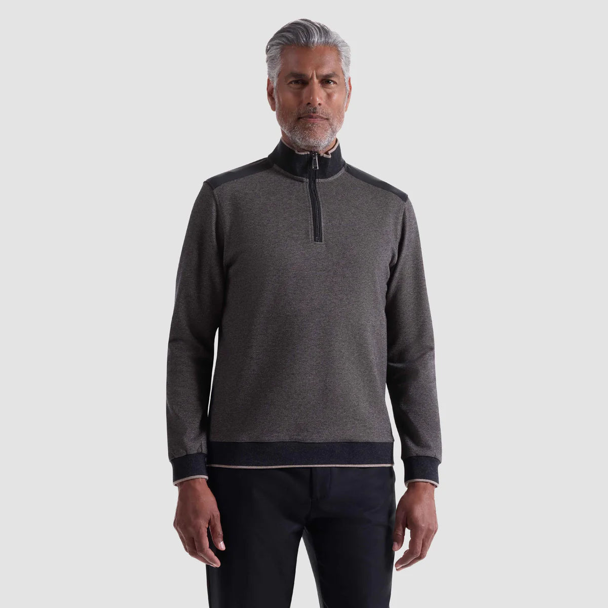 Diagonal Stripe Melange Quarter Zip (HF2413K74)