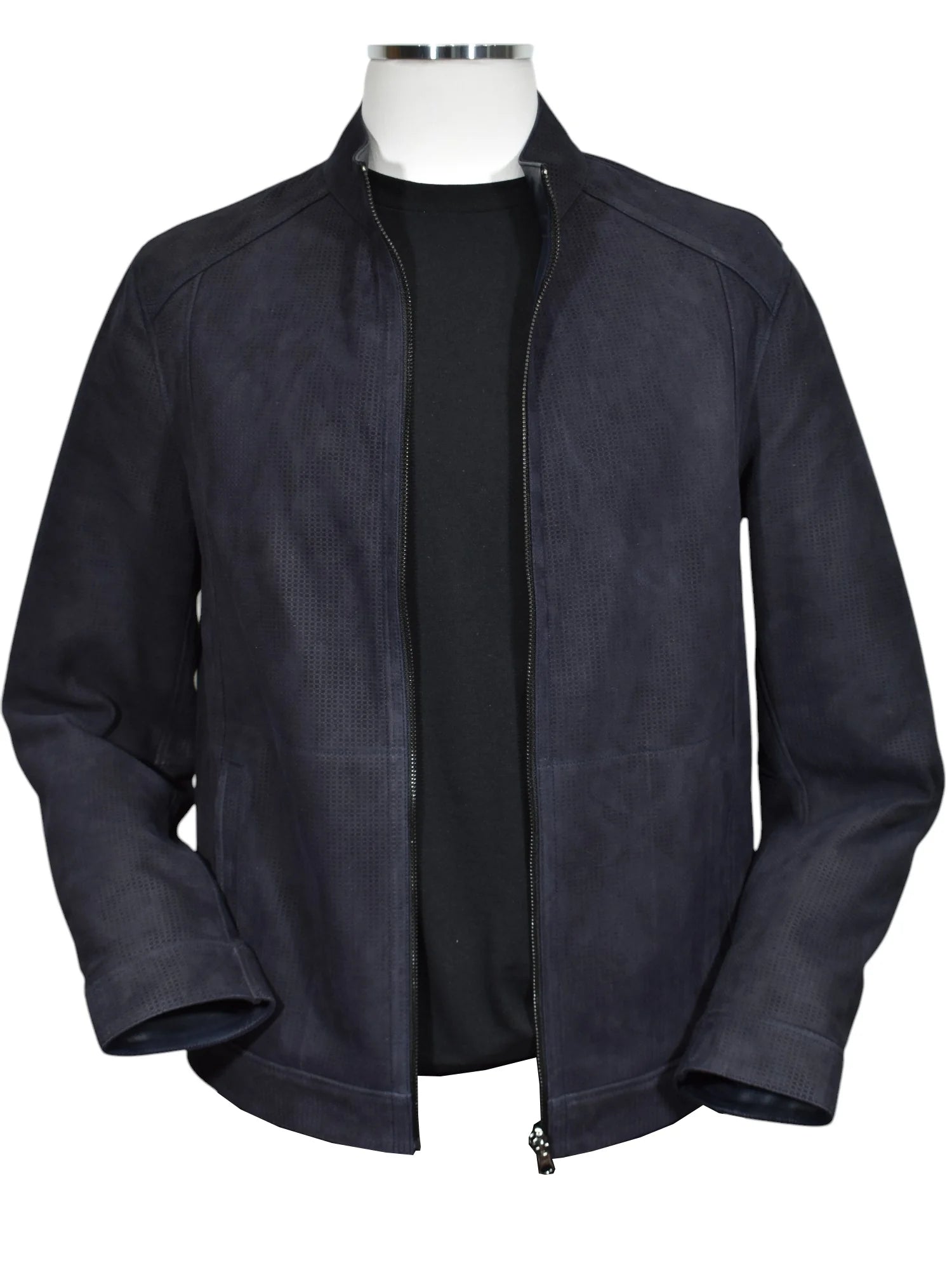 Navy Reversible Suede/Leather Amalfi Coat (J227)