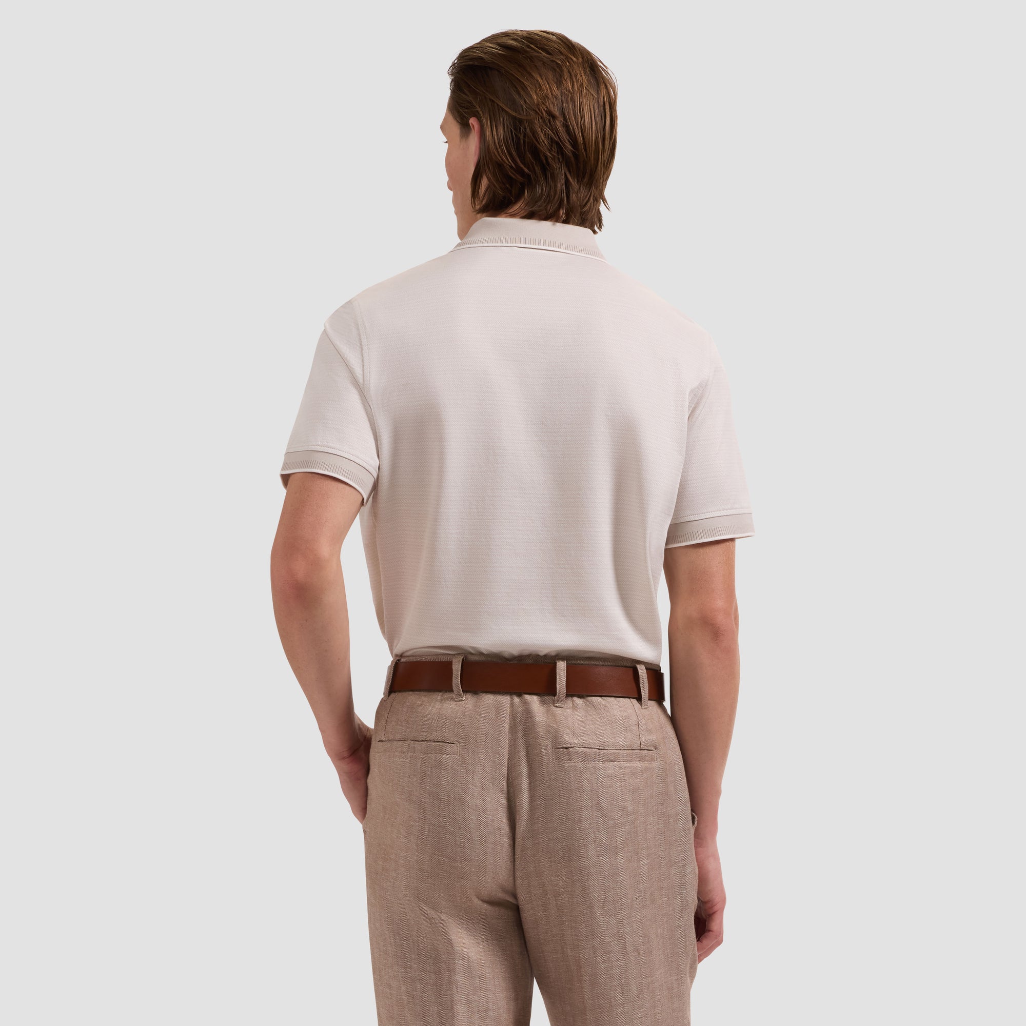Jacquard Herringbone Three-Button Polo (JF2006F68)