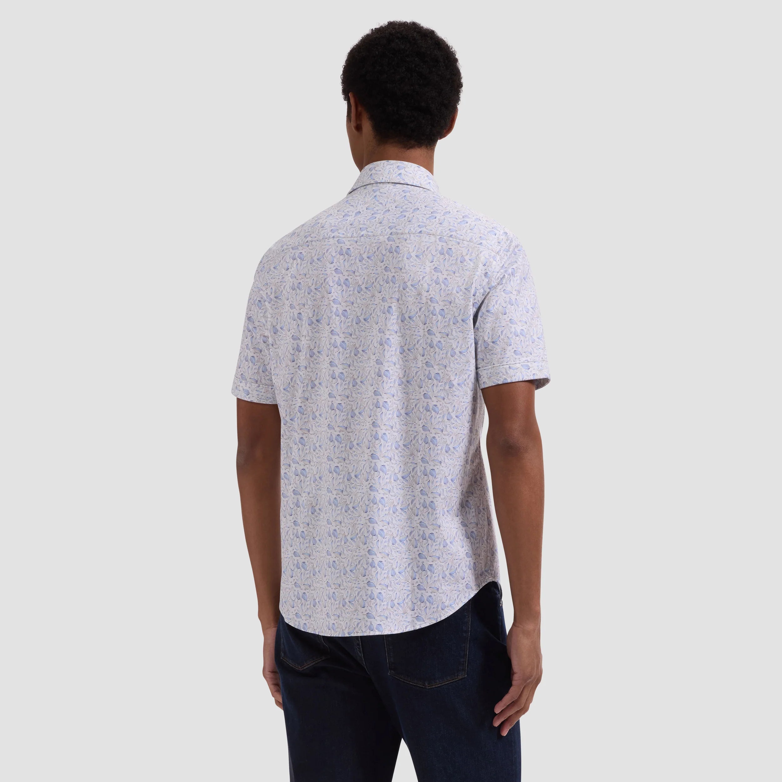 Miles OoohCotton® Striped Leaf Short-Sleeve Shirt (JF9215F40)