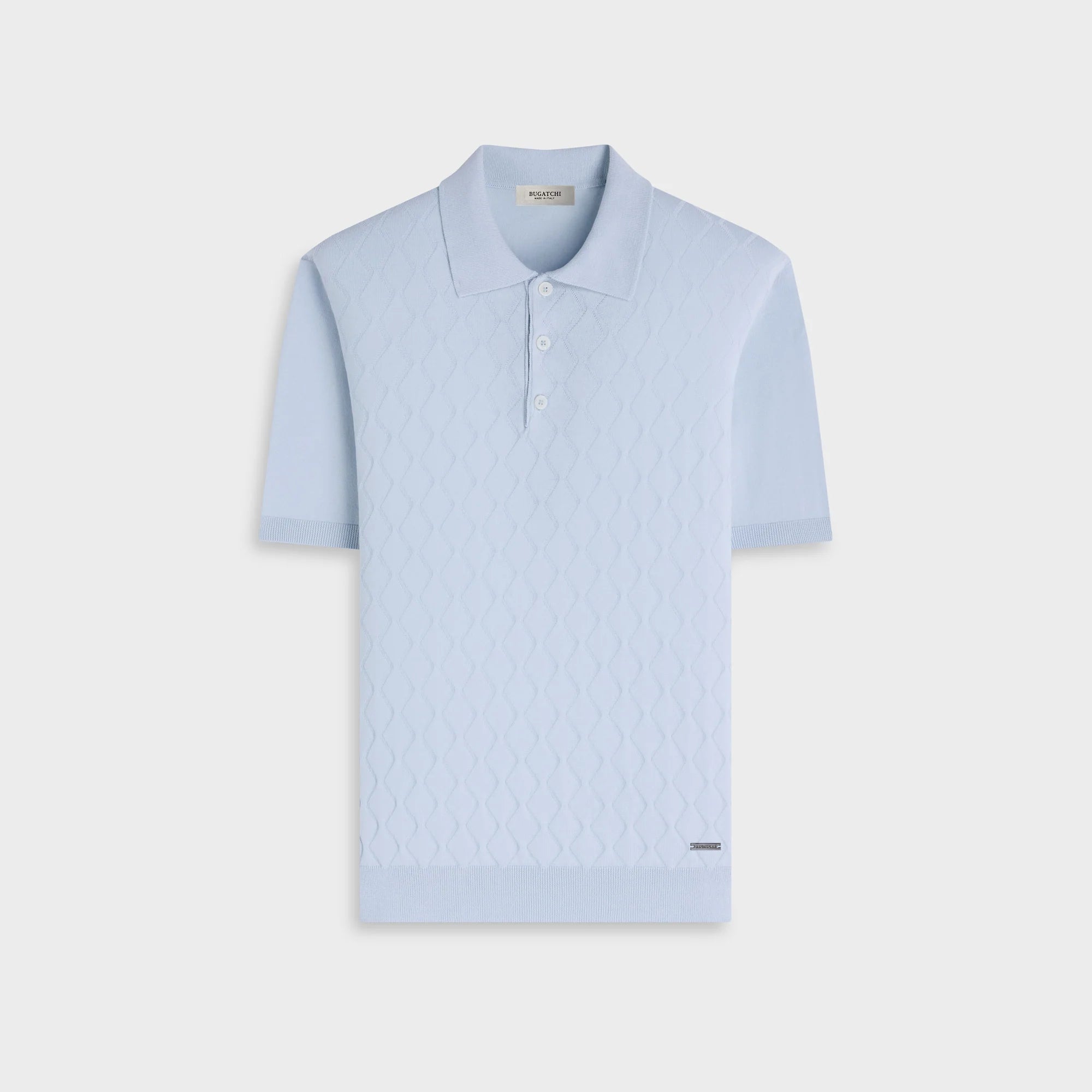 Embossed Wave Short-Sleeve Polo Sweater (JH310PO1)