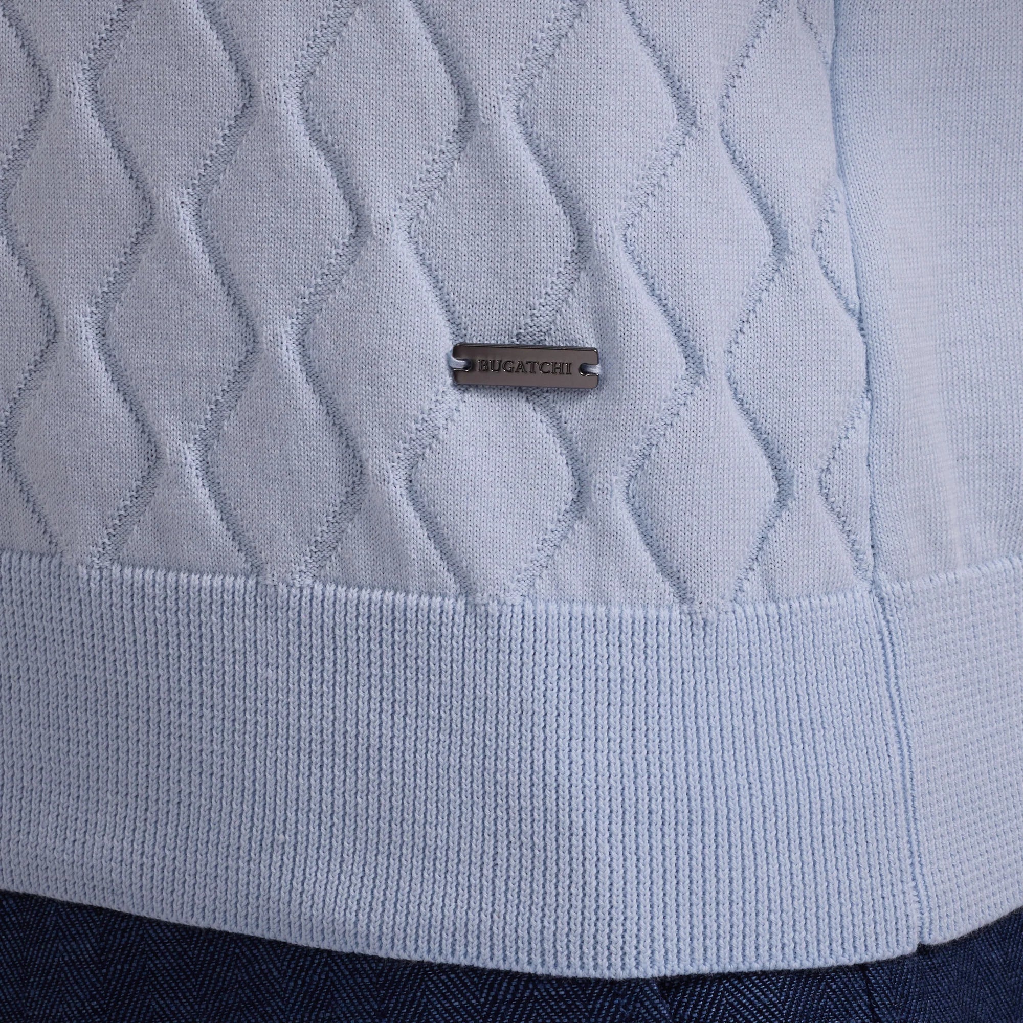 Embossed Wave Short-Sleeve Polo Sweater (JH310PO1)