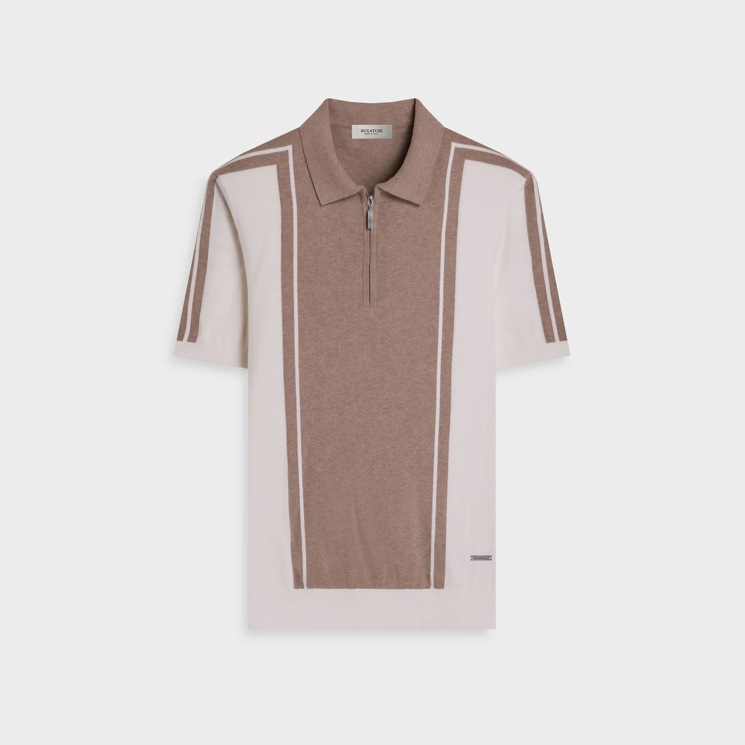 Contrast Panel Short-Sleeve Quarter-Zip Sweater (JH402PZ1)