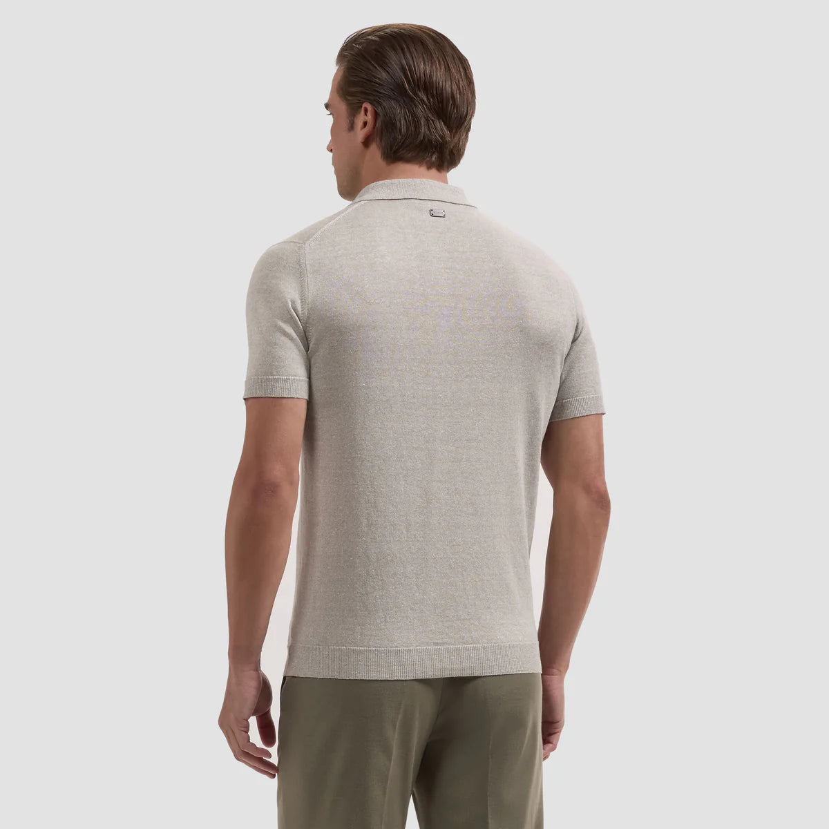 Palm Print Short-Sleeve Polo Sweater (JH7704PO1)