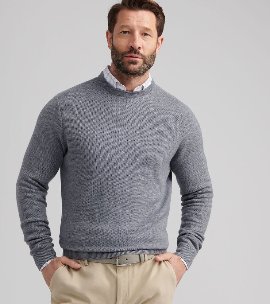 Autumn Crest Honeycomb Crewneck Sweater - Gale Grey (MF25S44)