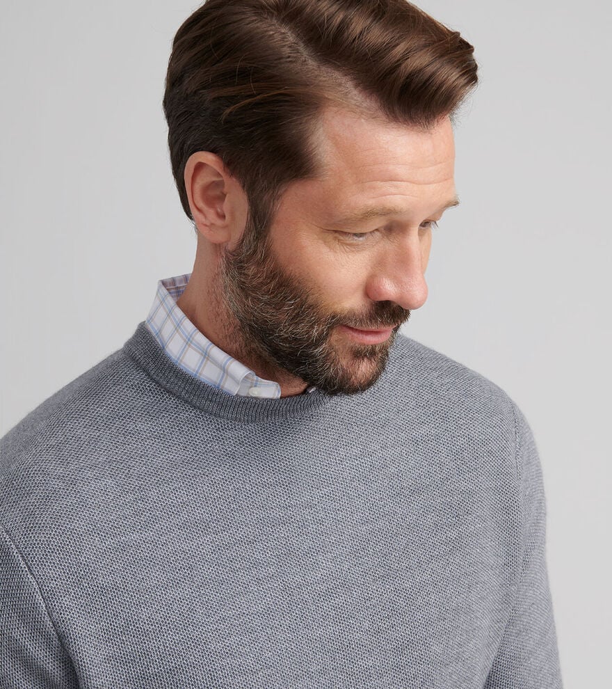 Autumn Crest Honeycomb Crewneck Sweater - Gale Grey (MF25S44)