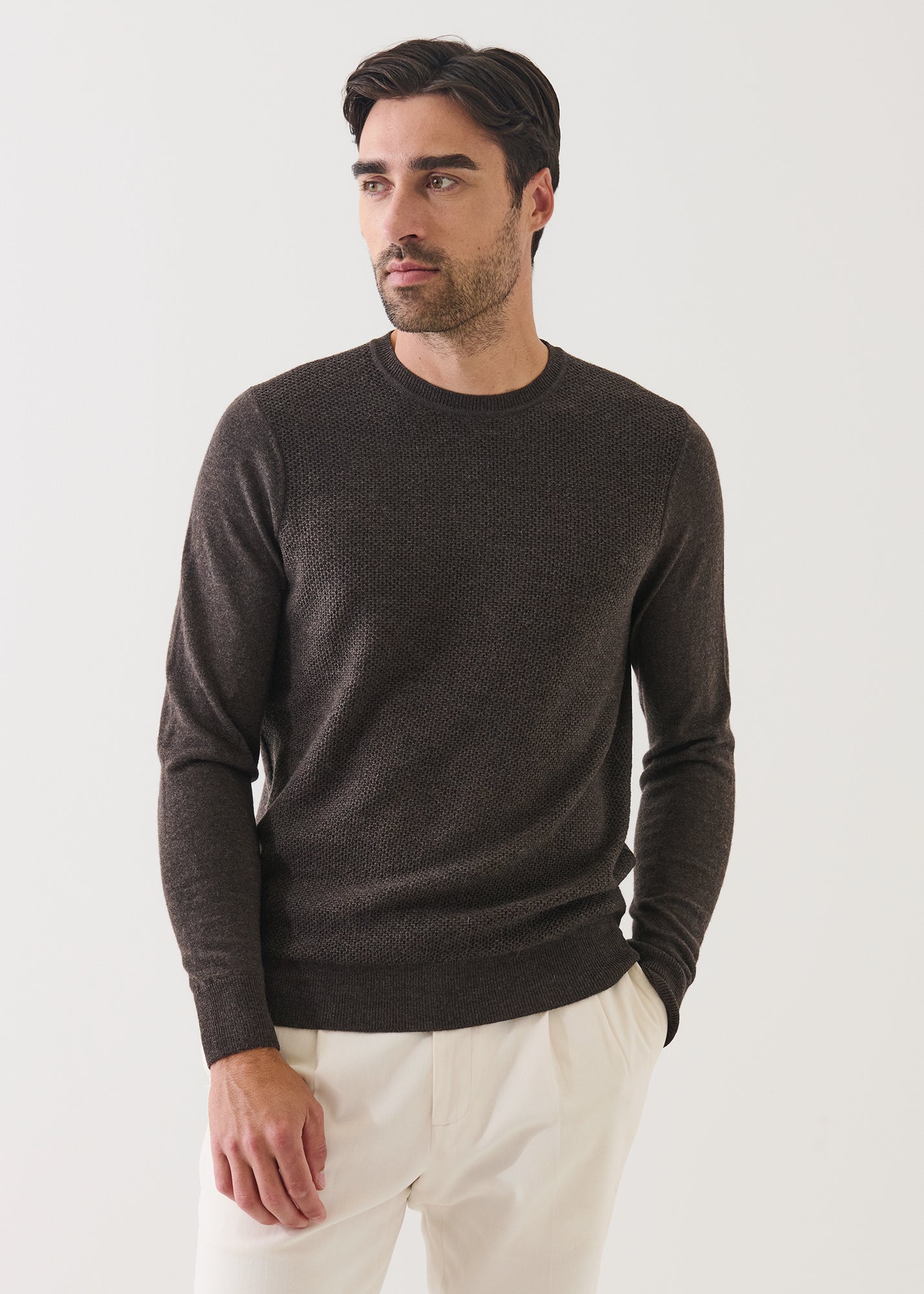 Textured Merino Wool Crew Neck (P112C12A)