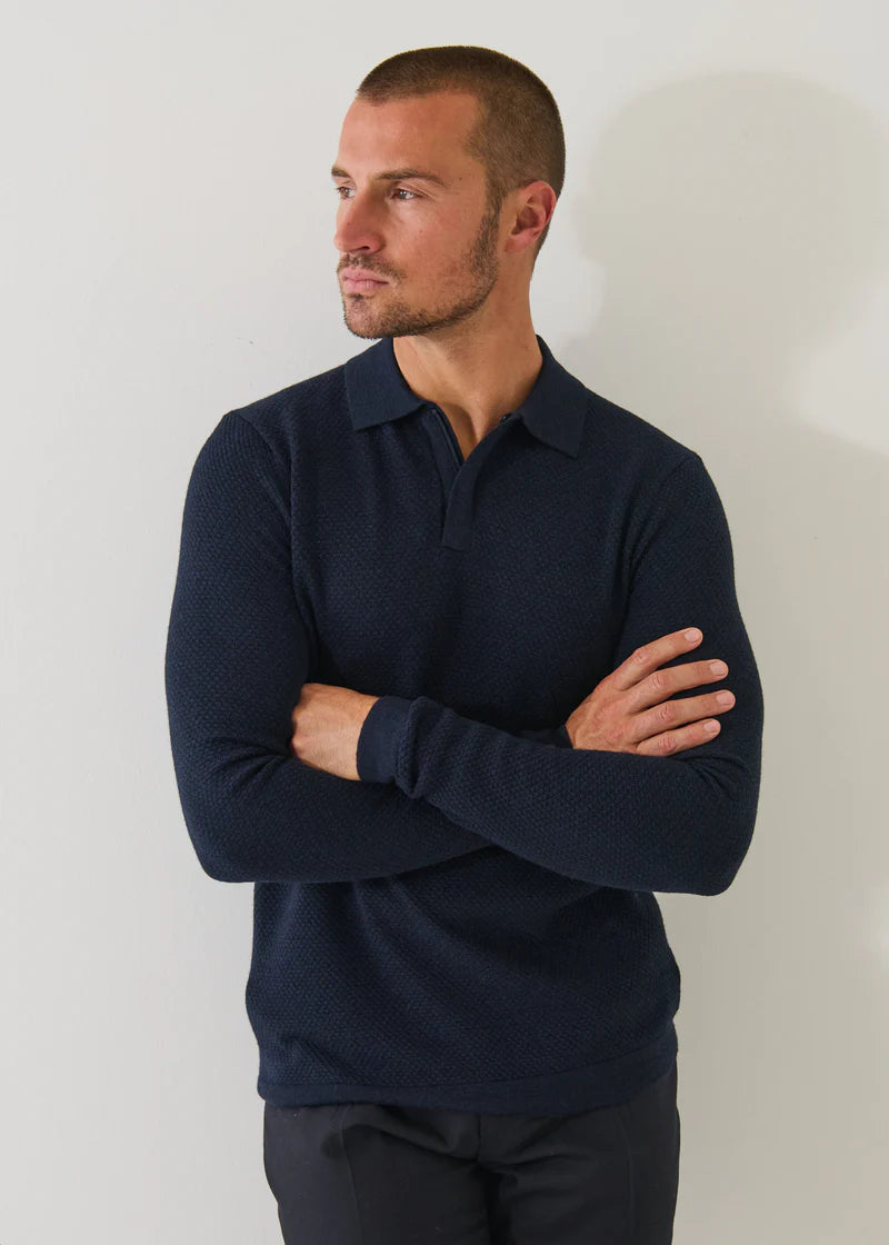Extra Fine Merino Wool Textured Polo (P112P09A)
