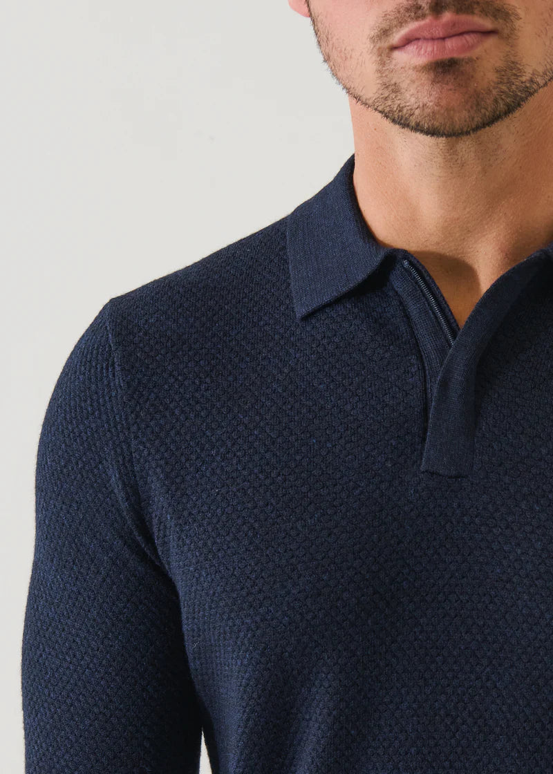 Extra Fine Merino Wool Textured Polo (P112P09A)