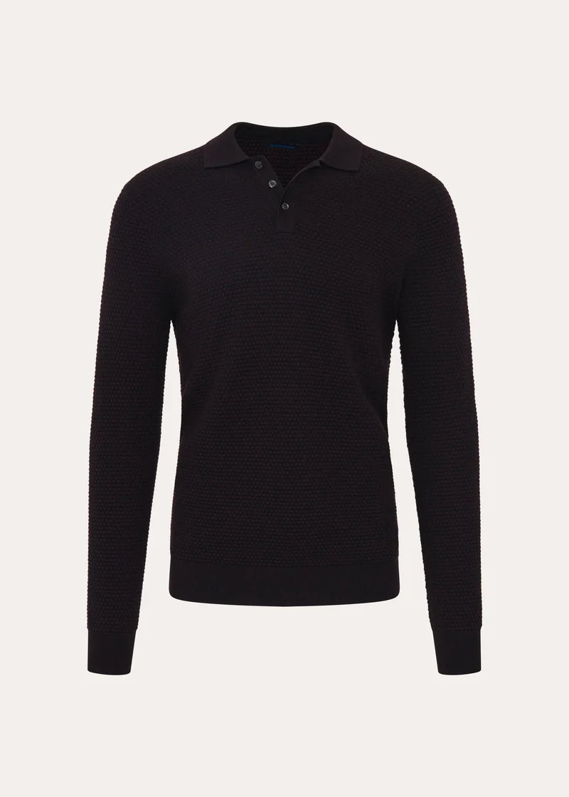 Extra-Fine Merino Wool Bubble Stitch Polo (P112P18C)