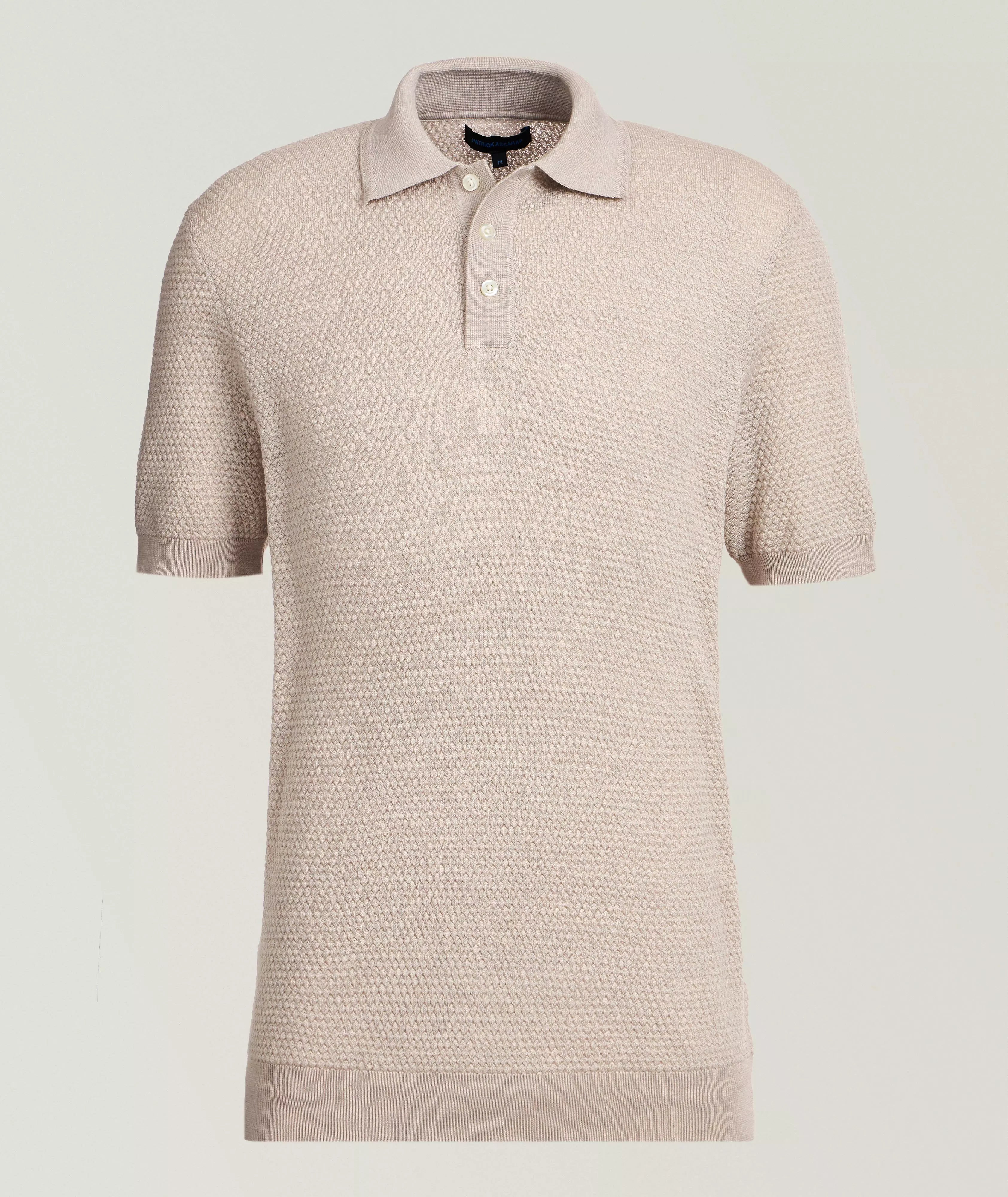 Merino Wool-Silk Bubble Stitch Polo (P144P19B)