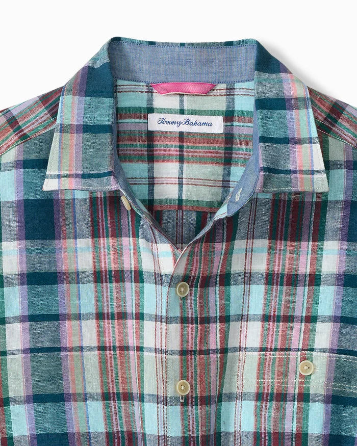 Barbados Breeze Tavira Check Stretch-Linen Shirt (ST327597)