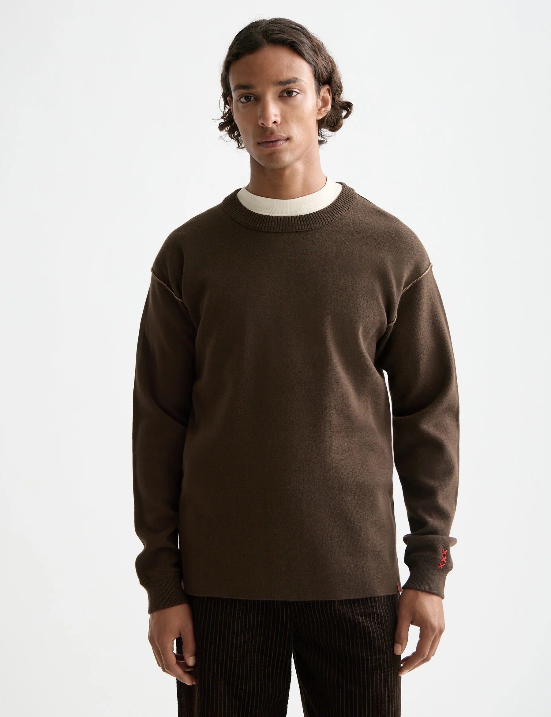 Merino Double Face Drop Shoulder Crewneck (181339)