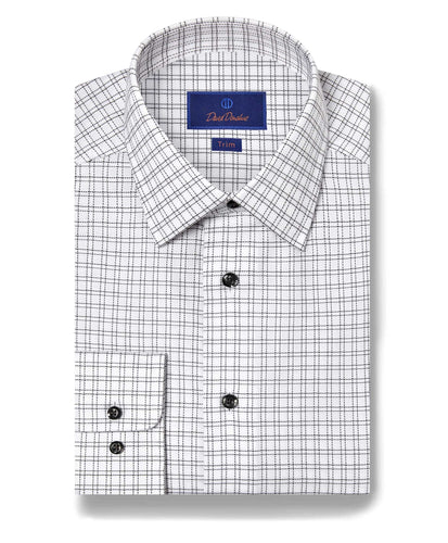White & Black Dobby Check Dress Shirt (TBSP11809115)