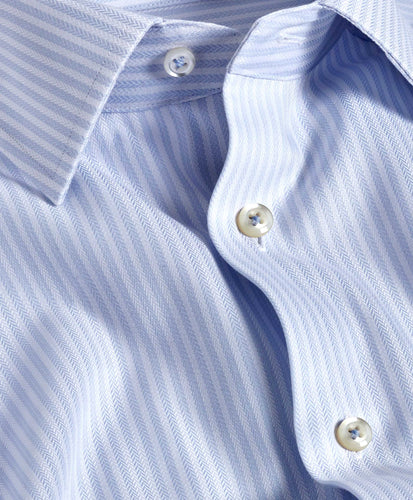 White & Sky Herringbone Stripe Dress Shirt (TBSP11950136)