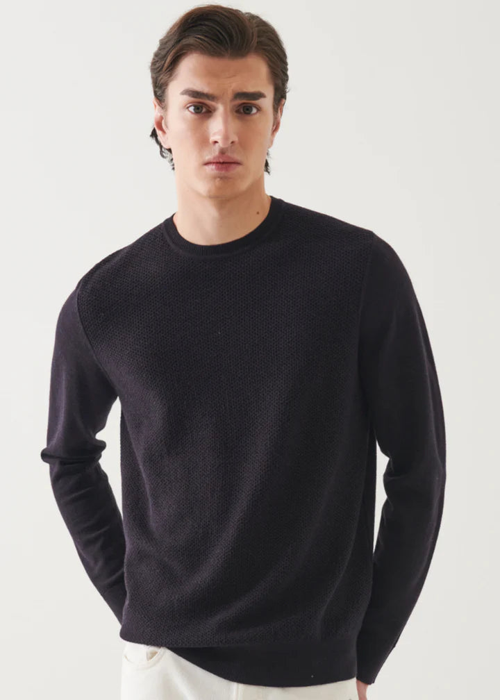 Textured Merino Wool Crew Neck (P112C12A)