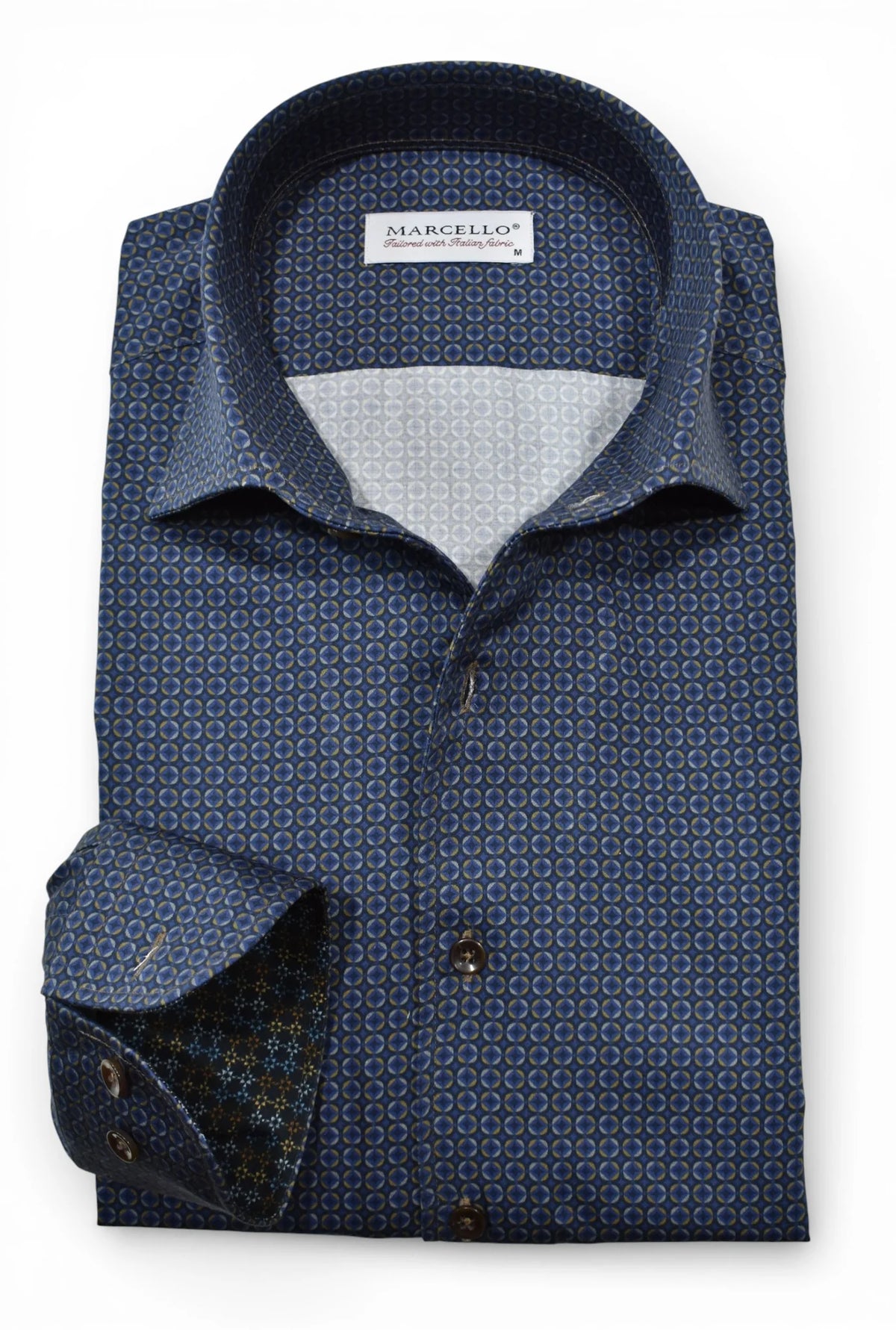 Navy Concentric Geometric Sport Shirt (W248)