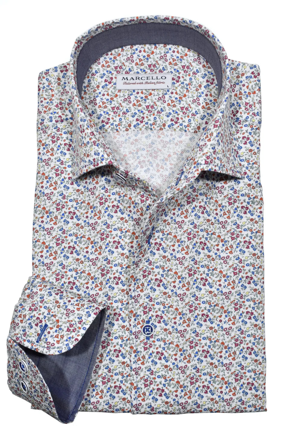 Red Mini Floral Roll Collar Shirt (W964R)