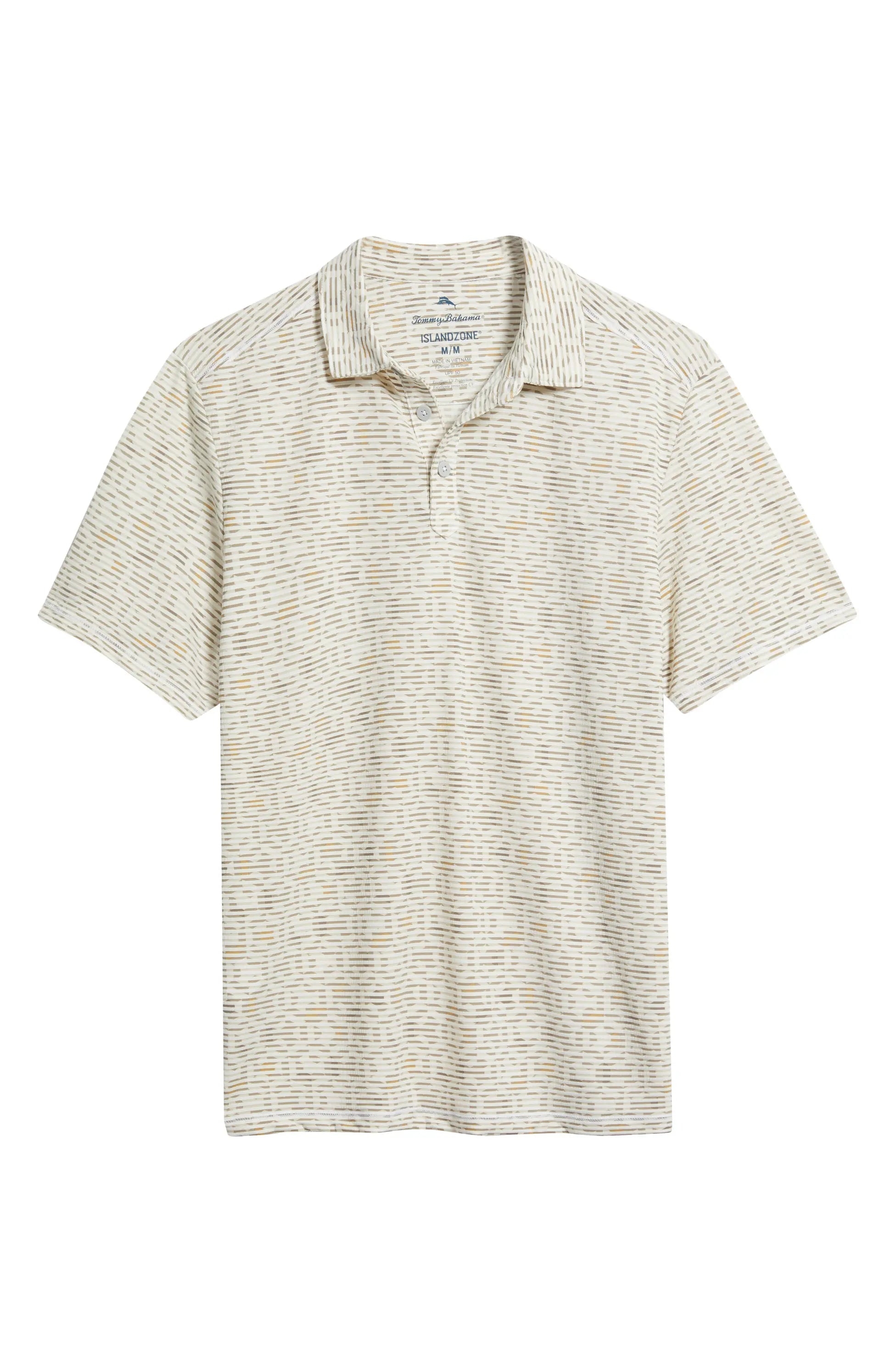Costa Wave Mosaic Print Seersucker Stripe IslandZone® Polo (ST227837)