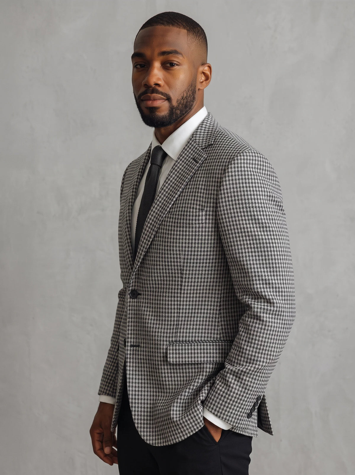 Porto Grey Houndstooth Knit Sport Coat