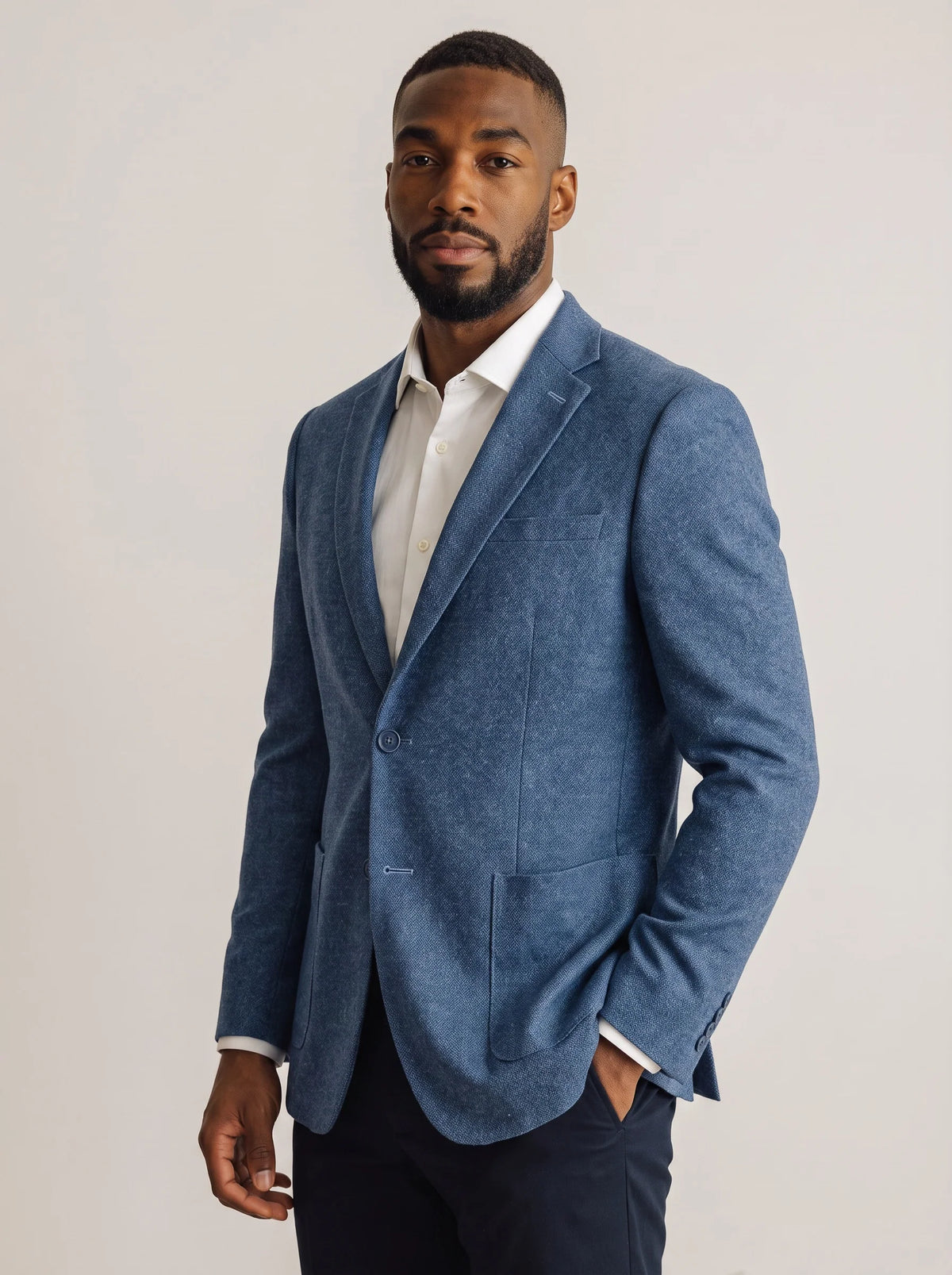 Sherwood Navy Windowpane Cotton Knit Sport Coat