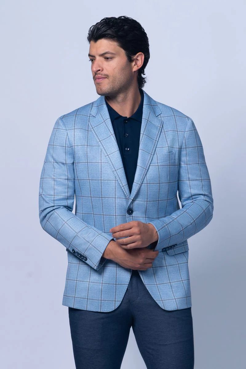 Oakdale Blue Cotton Stretch Knit Blazer