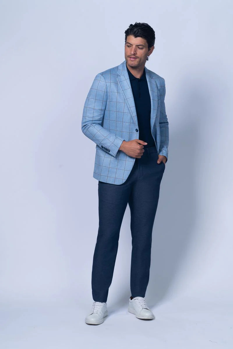 Oakdale Blue Cotton Stretch Knit Blazer
