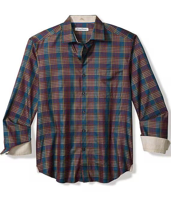 Bordeaux Plaid Long Sleeve Woven Shirt (ST327312)