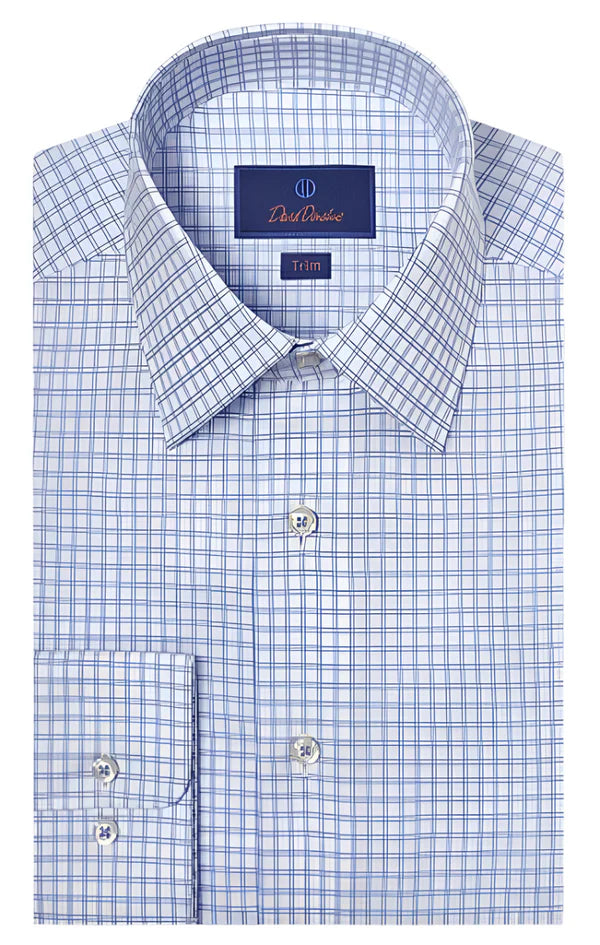 White & Blue Dobby Check Dress Shirt (TBSP10822135)