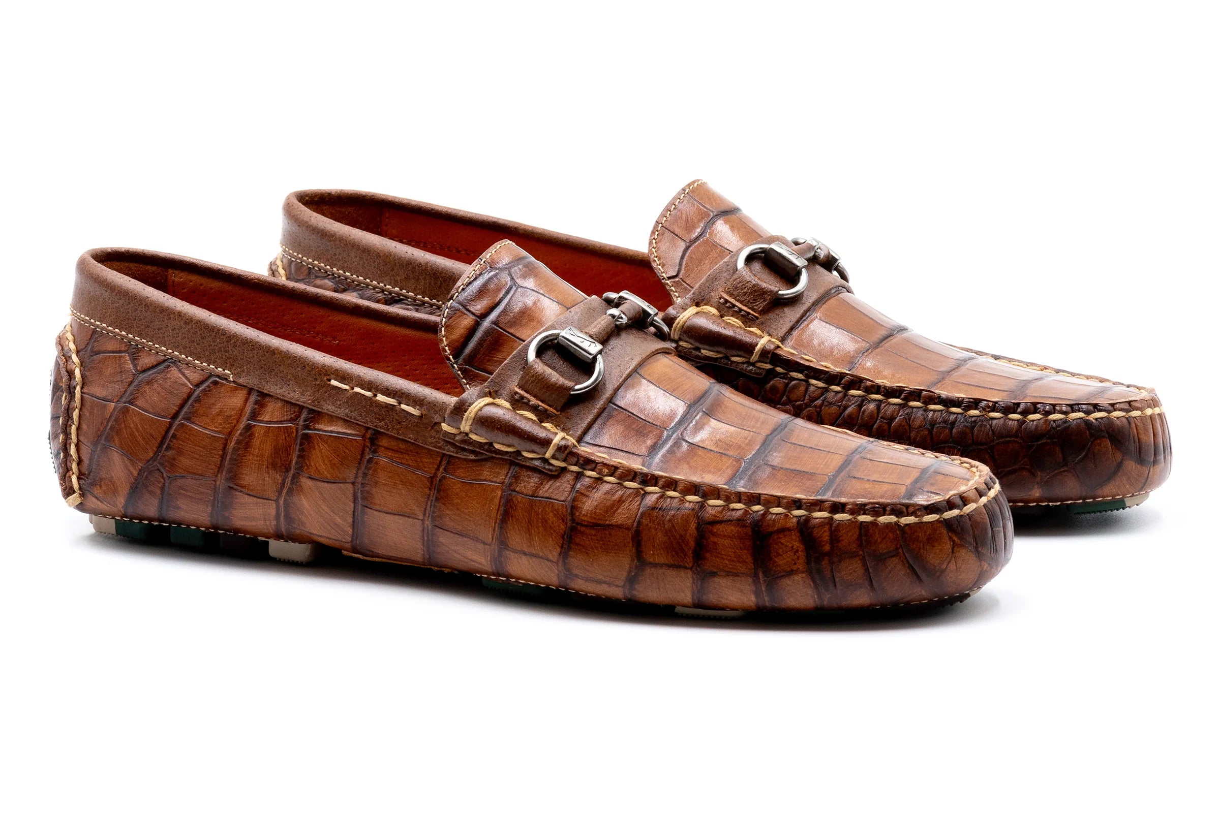 Monte Carlo Alligator Grain Horse Bit Driving Loafers (530643)