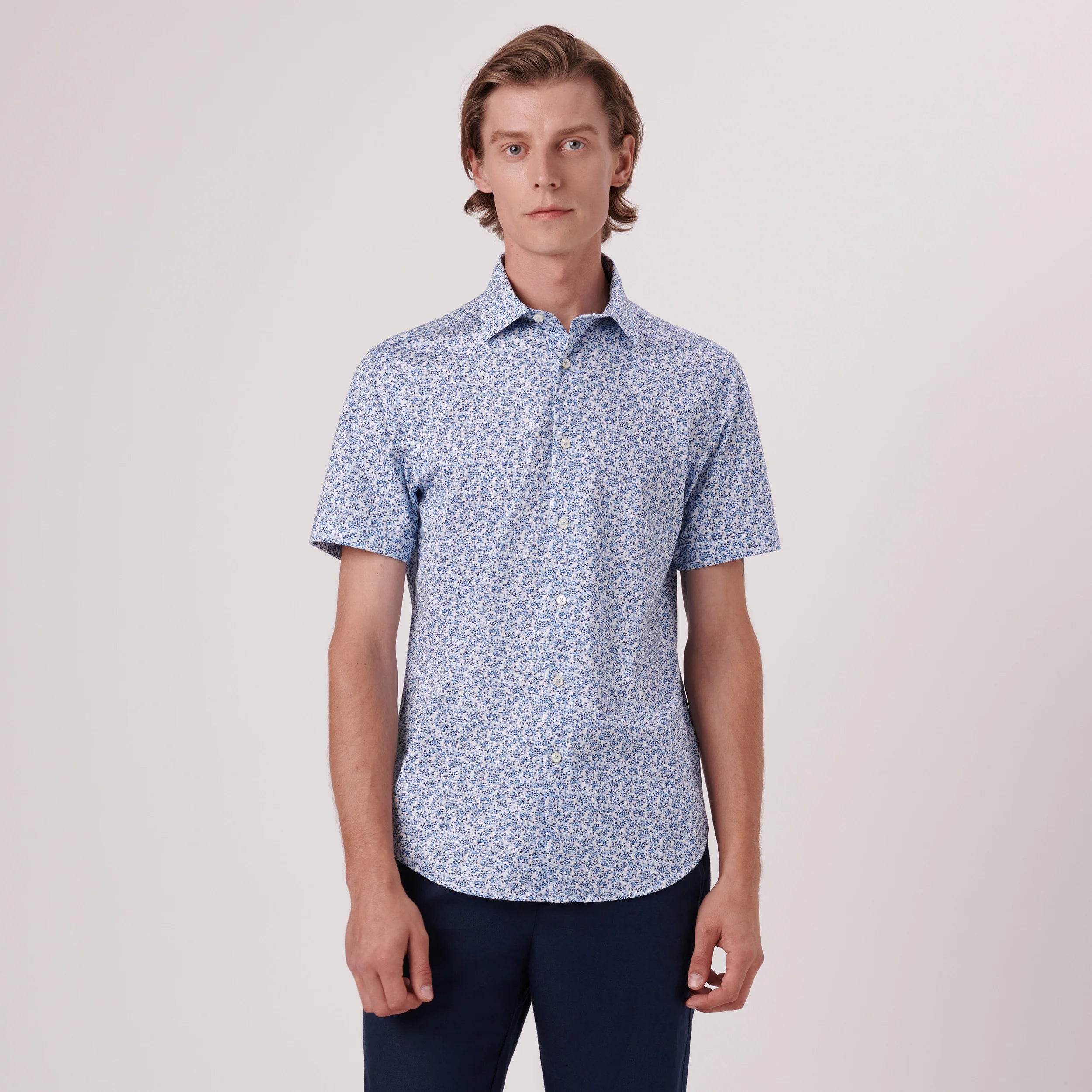 Miles Mini Floral Print OoohCotton® Short Sleeve Shirt (BF9260F40)