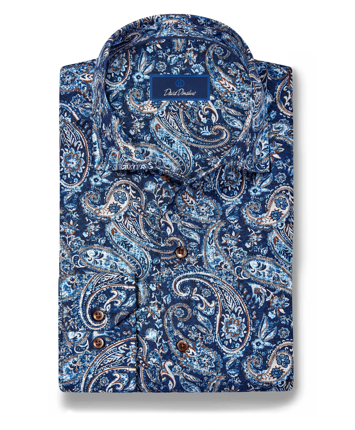Navy & Chocolate Paisley Sport Shirt (CMSW13500491)