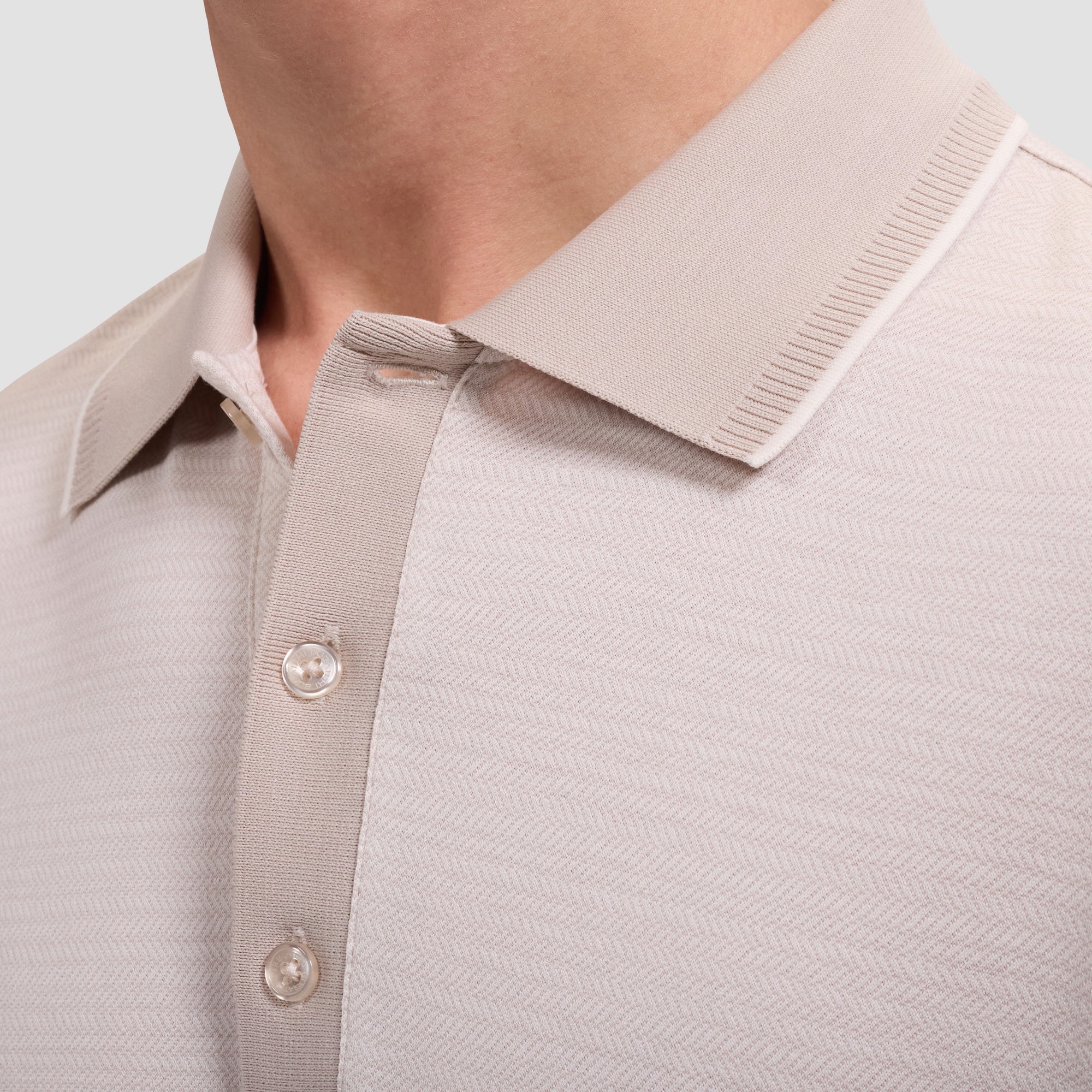 Jacquard Herringbone Three-Button Polo (JF2006F68)