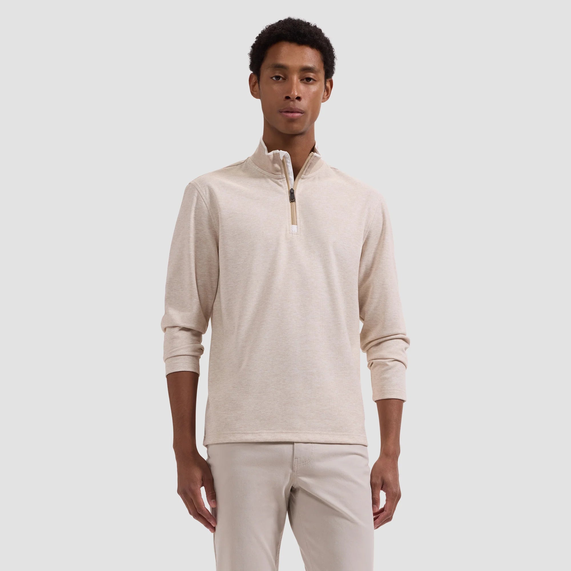 Performance Houndstooth Quarter-Zip Mock Neck Pullover (JF2402K40)