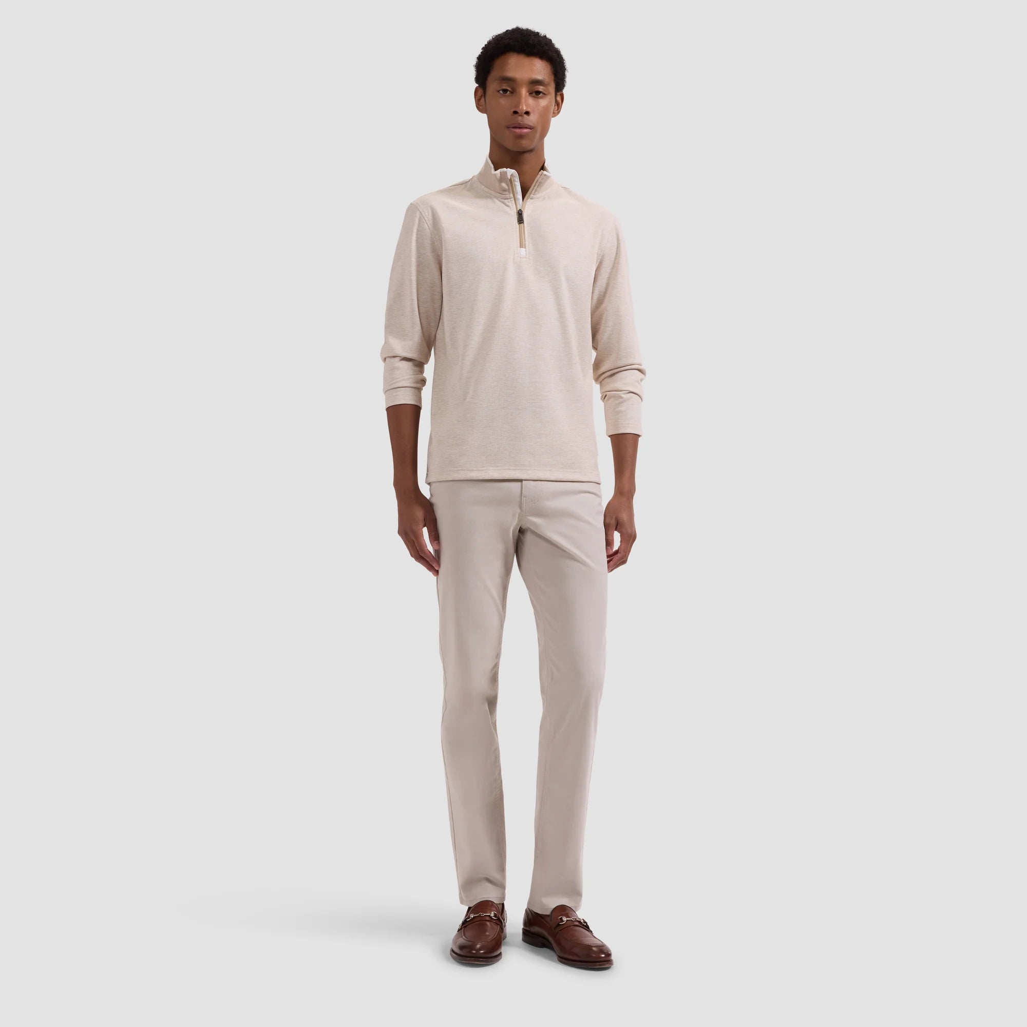 Performance Houndstooth Quarter-Zip Mock Neck Pullover (JF2402K40)