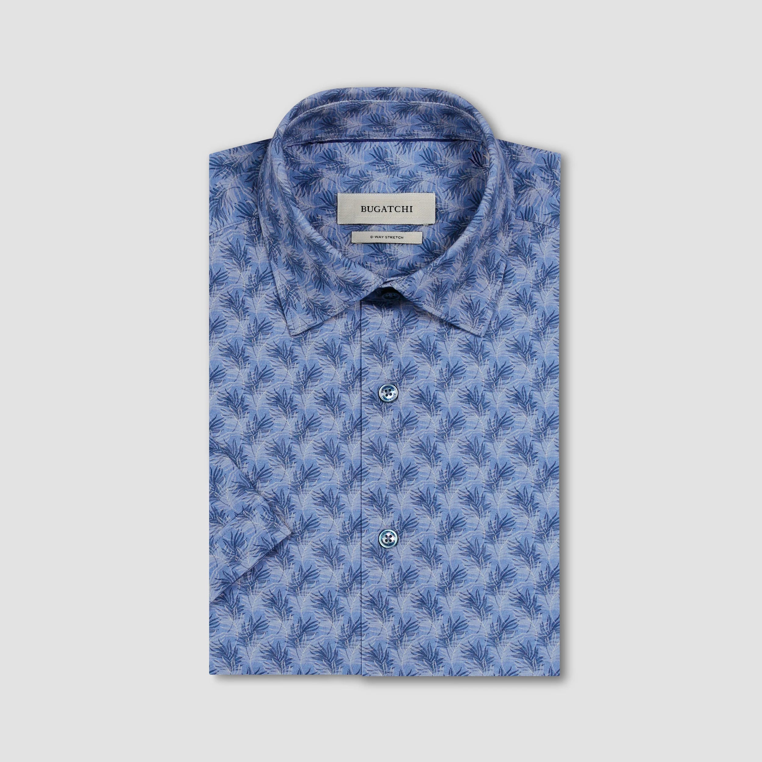Miles OoohCotton® Leaf Print Short-Sleeve Shirt (JF9138F40)