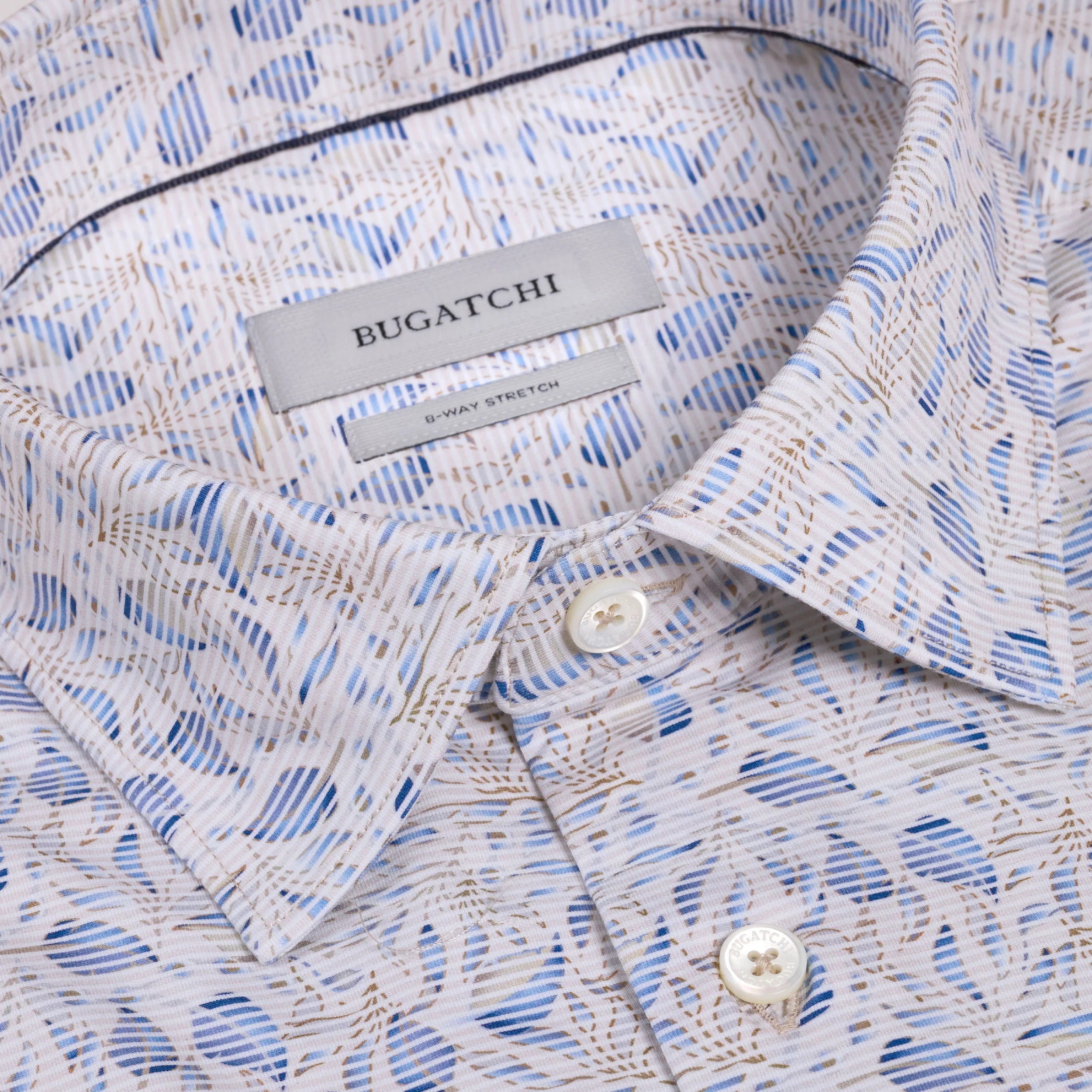 Miles OoohCotton® Striped Leaf Short-Sleeve Shirt (JF9215F40)