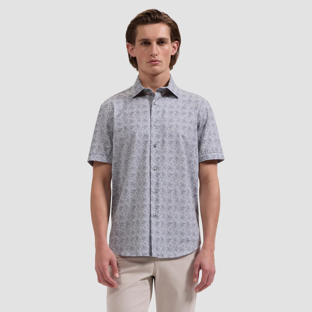 Miles OoohCotton® Leaf Print Short-Sleeve Shirt (JF9261F40)