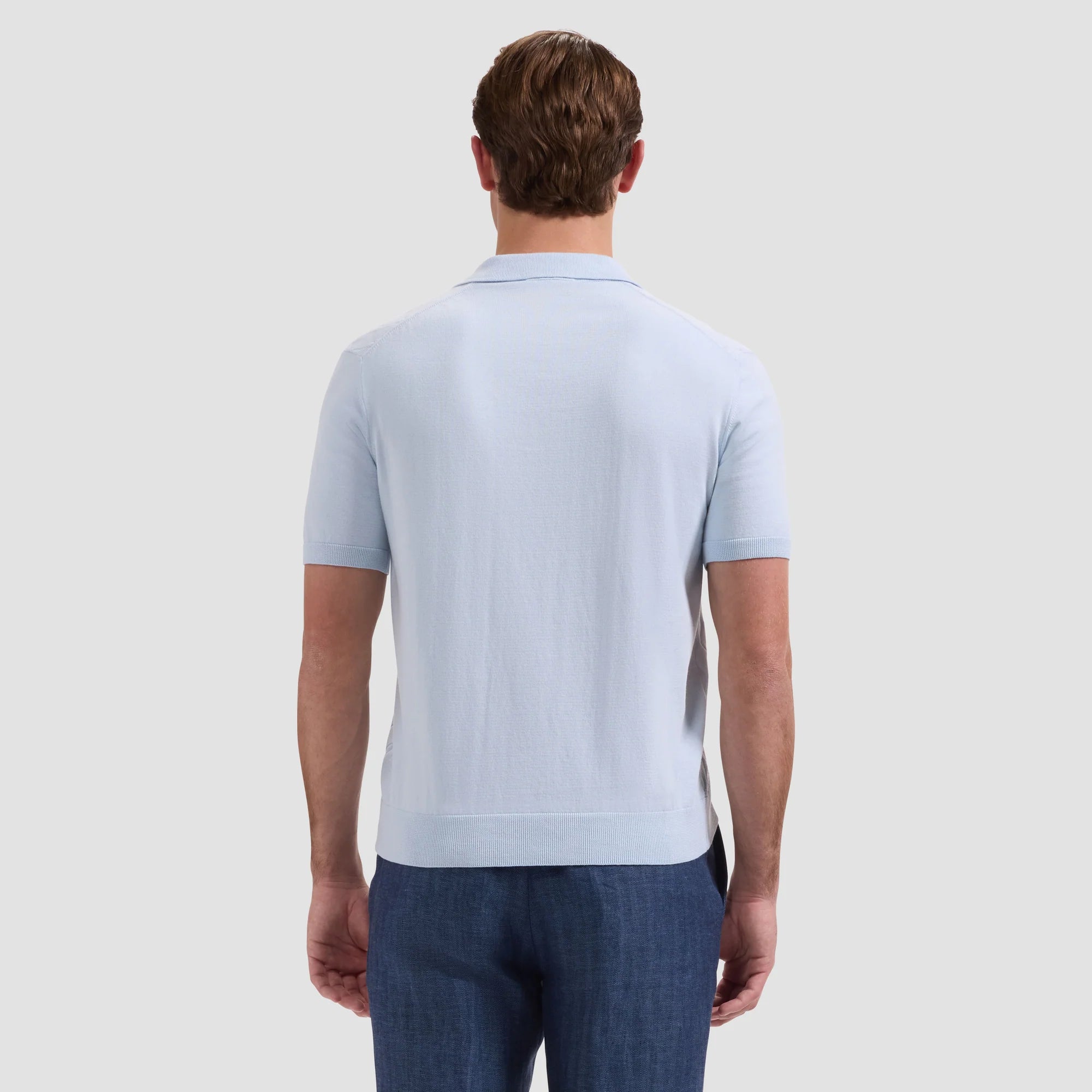 Embossed Wave Short-Sleeve Polo Sweater (JH310PO1)