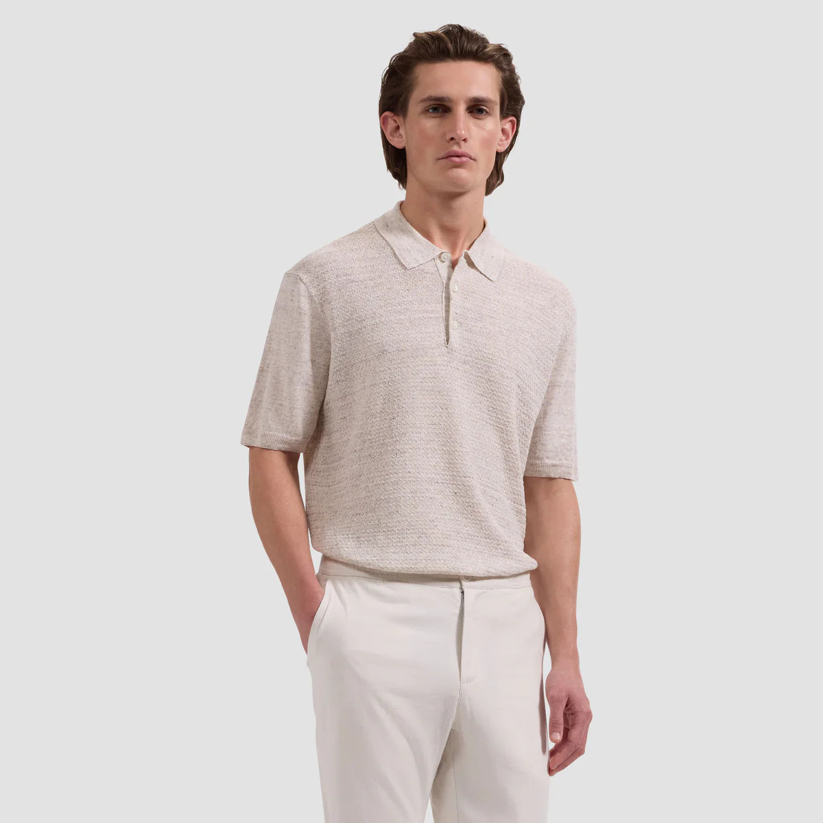 Marled Short-Sleeve Polo Sweater (JH7504PO1)