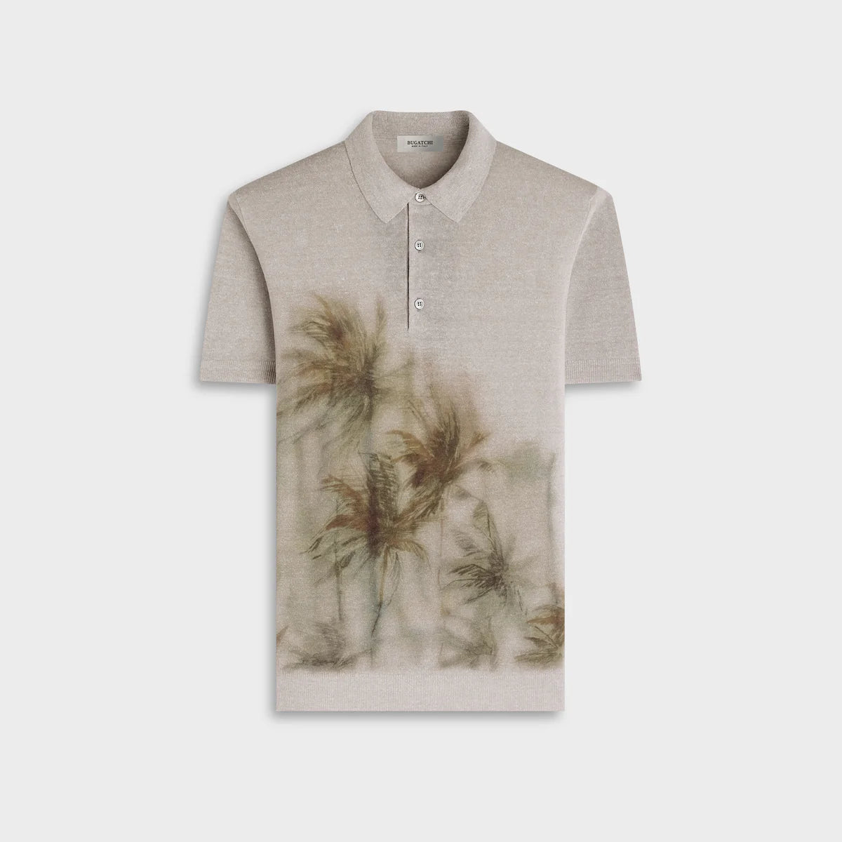 Palm Print Short-Sleeve Polo Sweater (JH7704PO1)